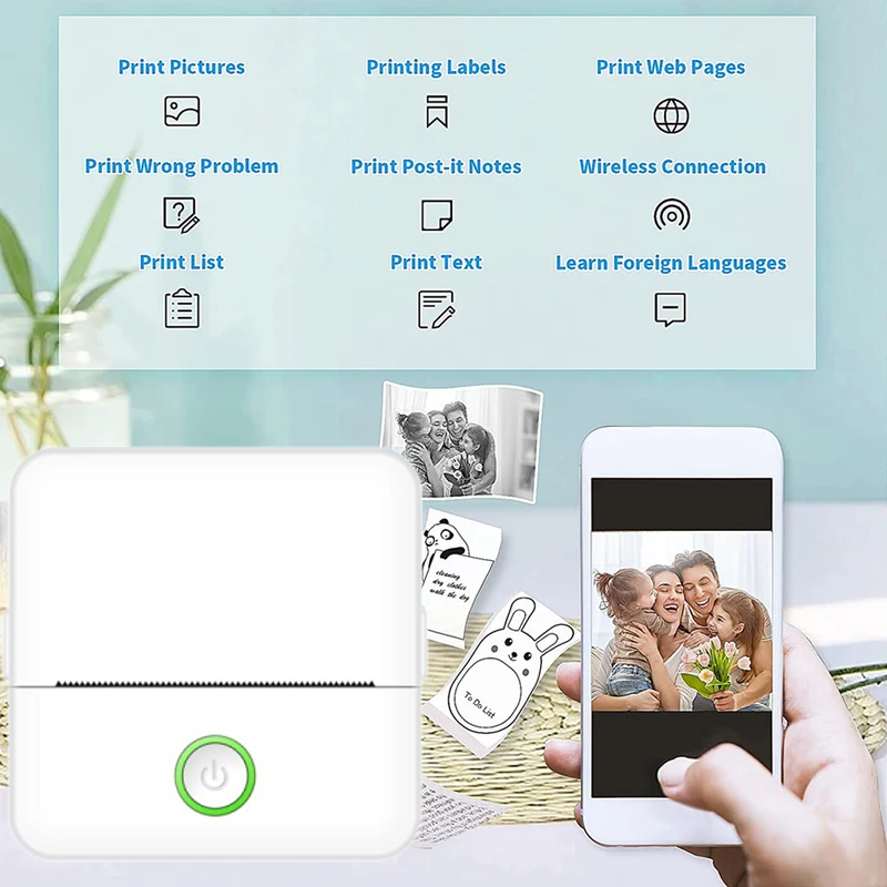 Mini Portabl Printer Inkless S - Mini Pocket Thermal Printer Paper Roll review and price