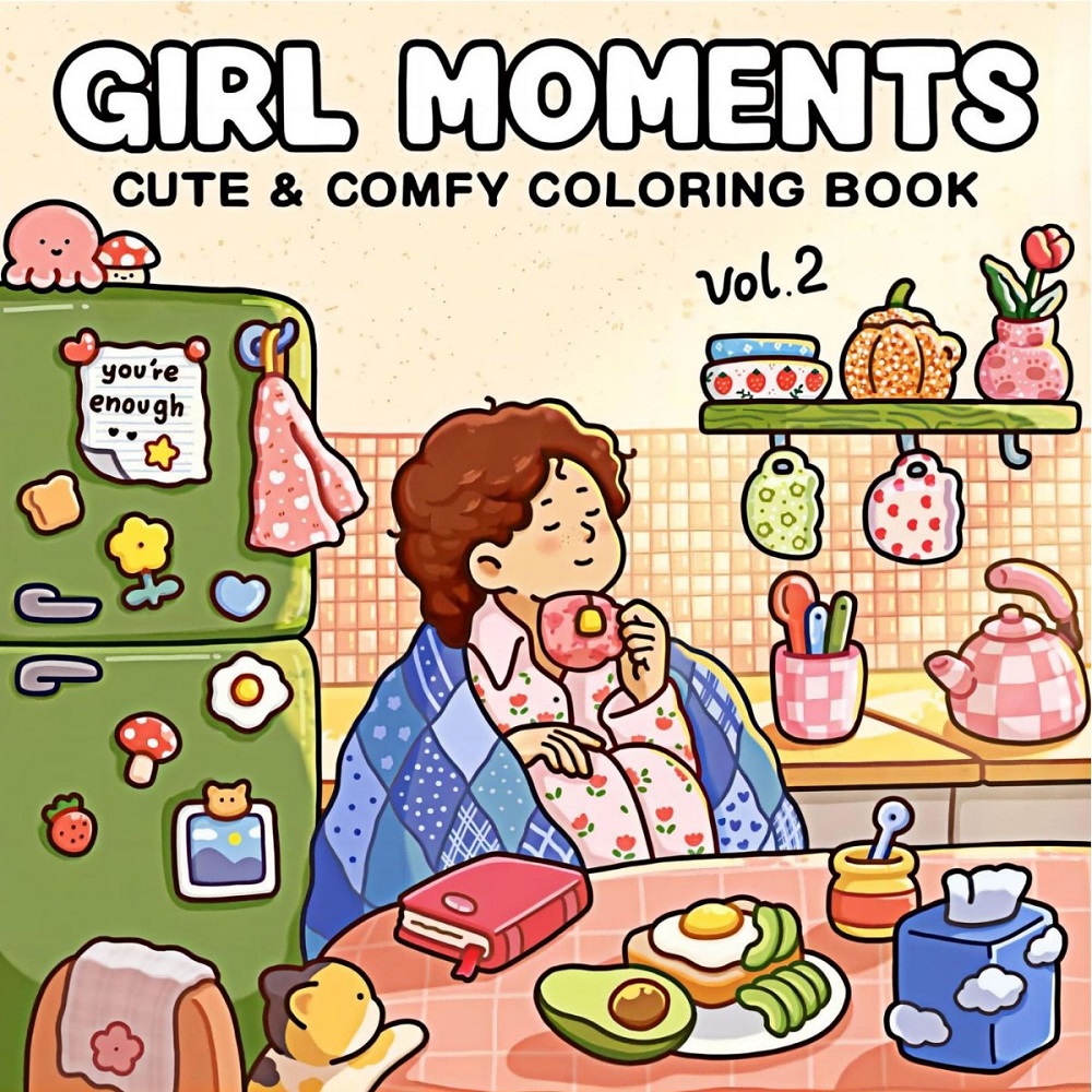 Girl Moments Cute & Comfy Colo - Adult Coloring Book Stress Relief review and price